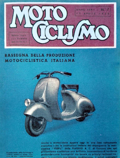 Vespa Club Torino -75 anni Vespa-copertina motociclismo 1946