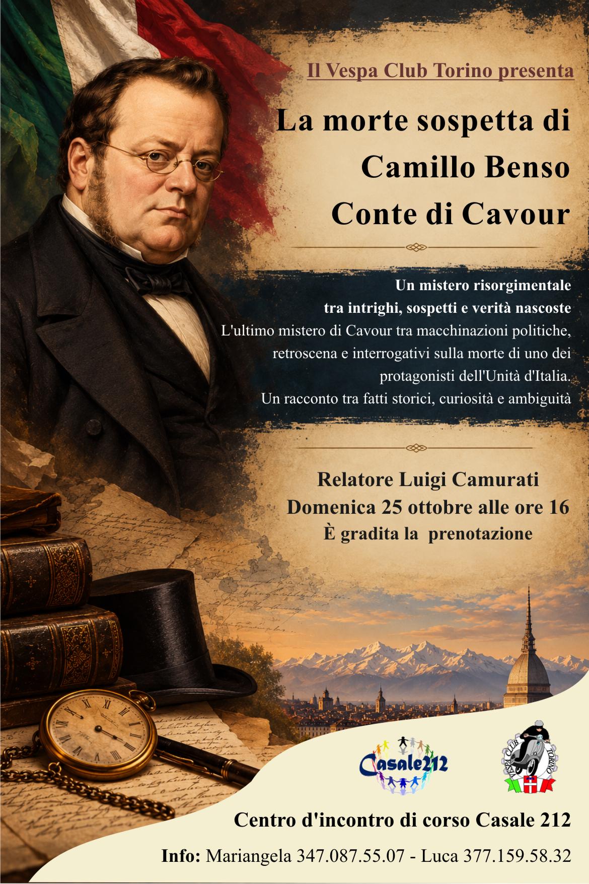 Conferenza La morte sosptetta di Cavour a cura del Vespa Club Torino, relatore Luigi Camurati